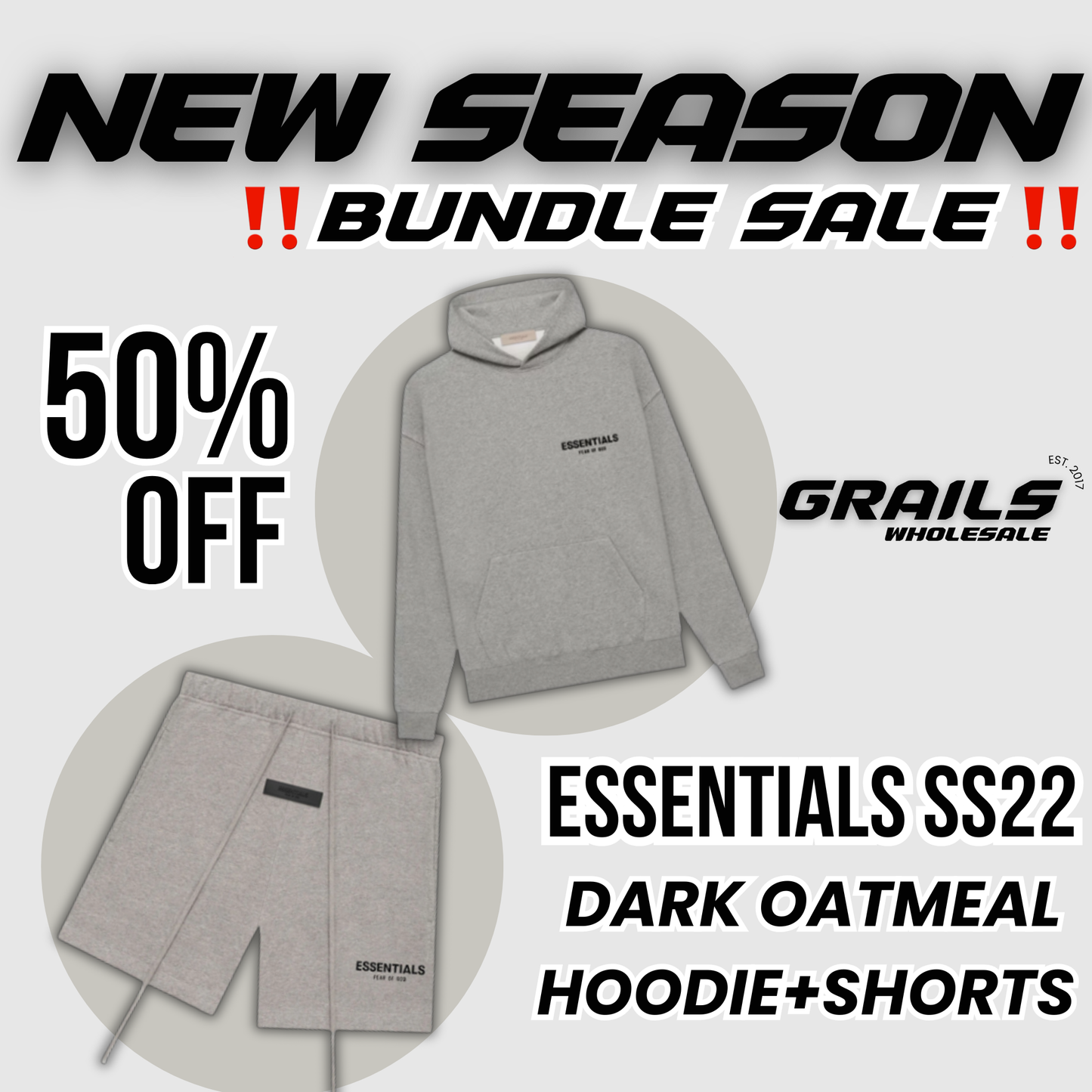 ESSENTIALS FOG DARK OATMEAL SS22 SHORTS+HOODIE BUNDLE