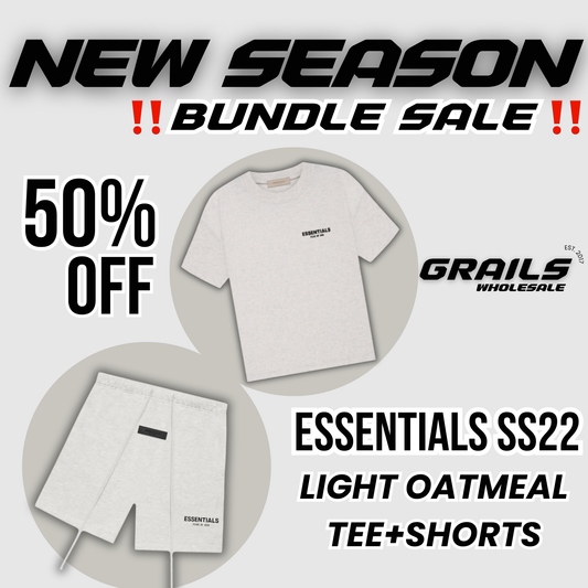 ESSENTIALS FOG LIGHT OATMEAL SS22 TEE+SHORTS BUNDLE